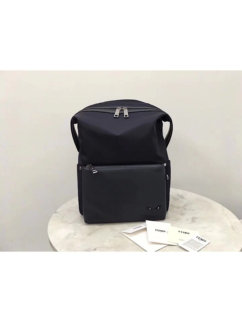 Fendi Blue Nylon and Leather Backpack 03560