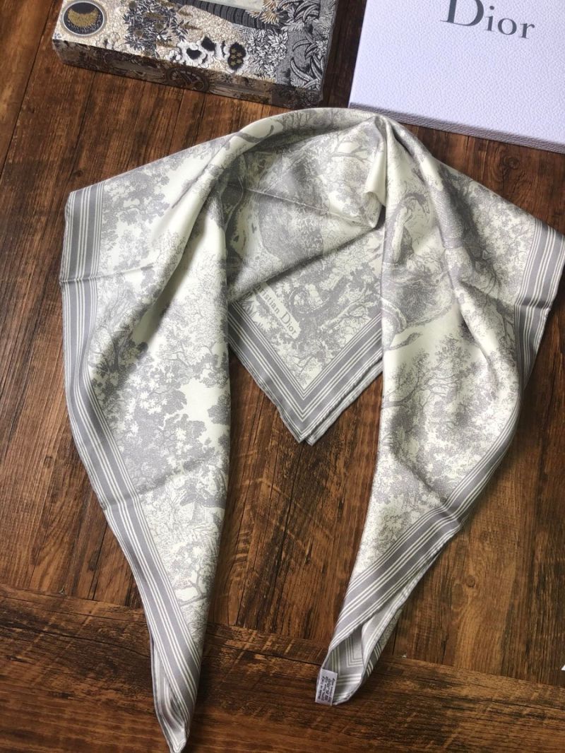 Dior Silk Square Scarf 05CDO Grey Toile de Joy