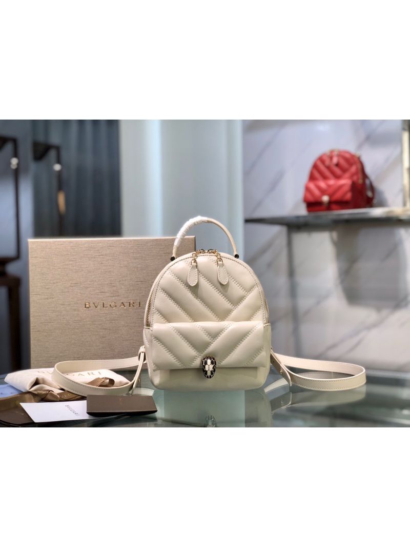 Bvlgari Serpenti Serpenti Cabochon Backpack 288735 White