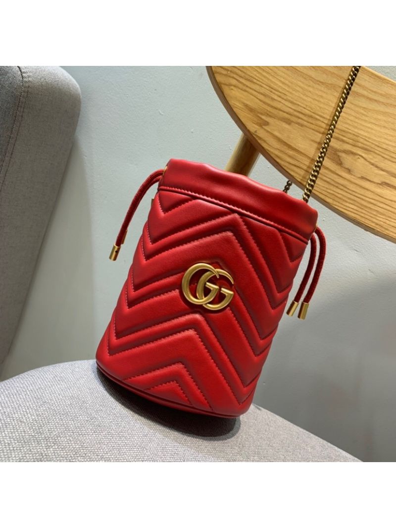 Gucci GG Marmont Mini Bucket Bag 575163 Red