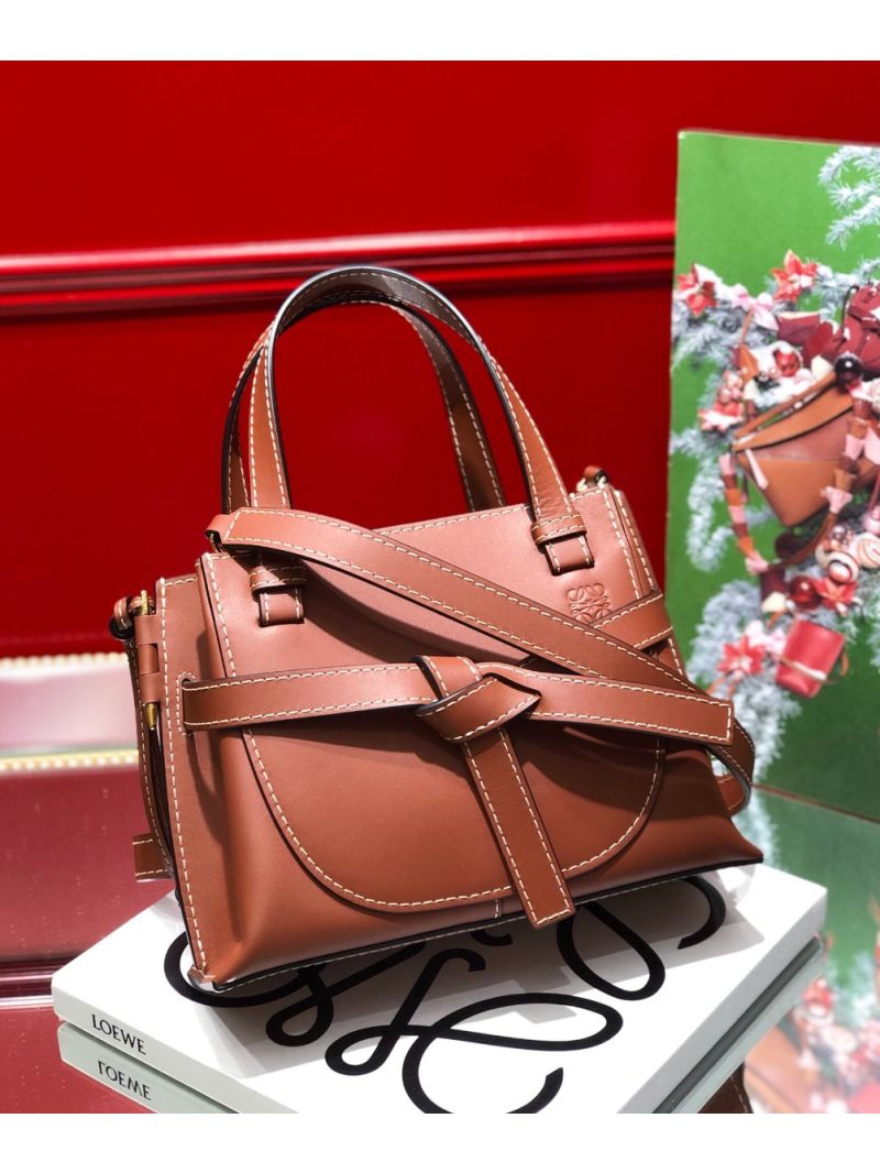 Loewe Gate Top Handle Mini Bag 66042 in Natural Calfskin Tan