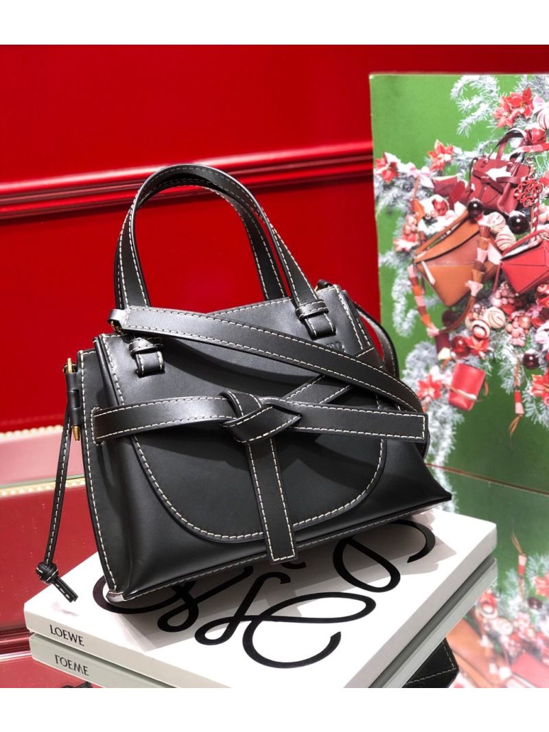 Loewe Gate Top Handle Mini Bag 66042 in Natural Calfskin Black