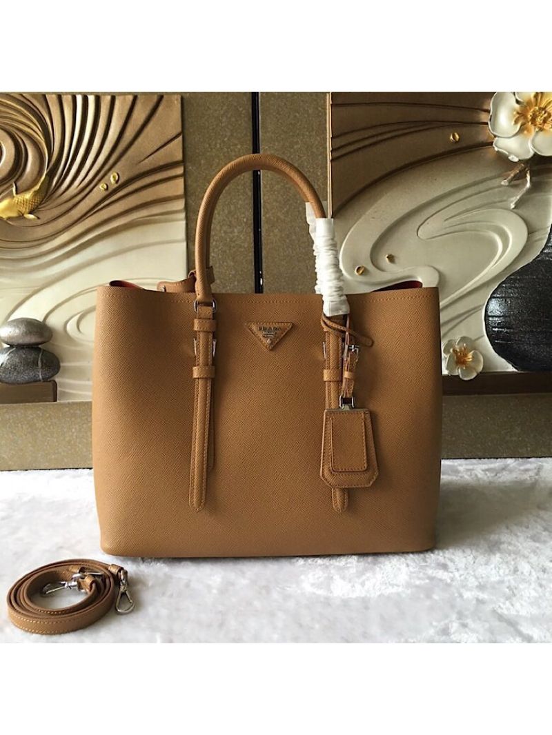 Prada Saffiano Cuir Leather Tote Bag BN2820 Cameo