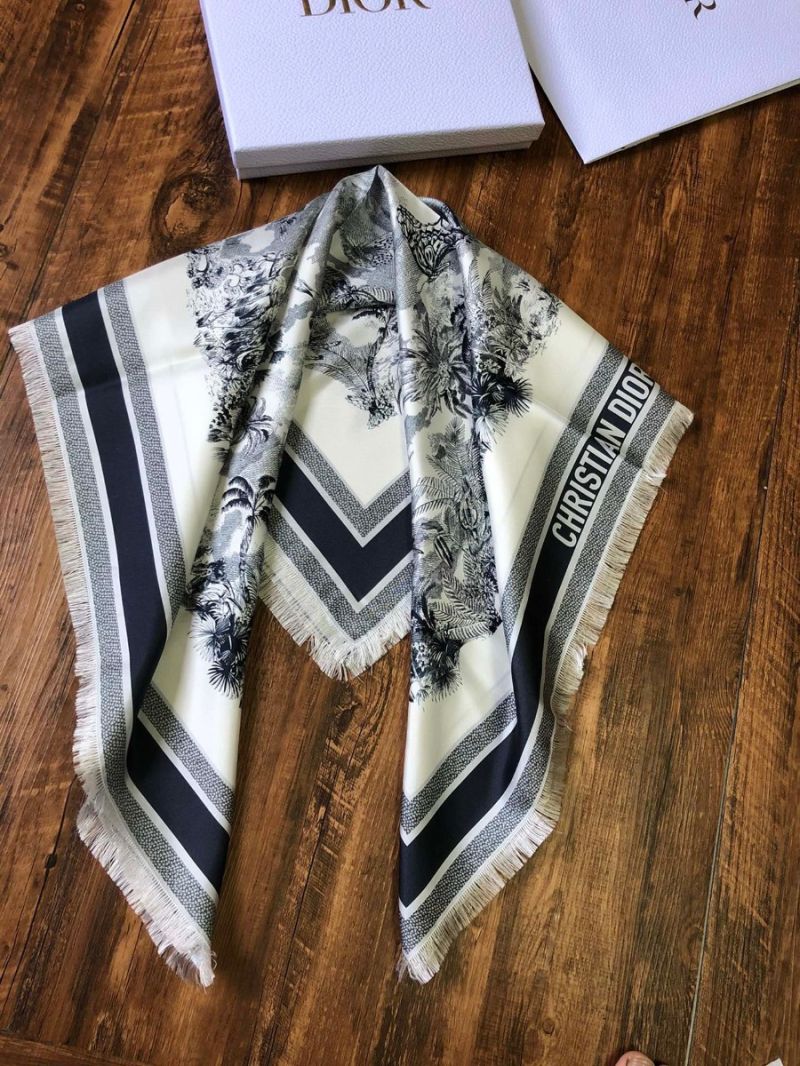 Dior Silk Square Scarf 05CDO Blue Palms