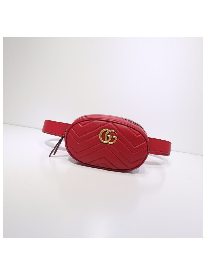 Gucci GG Marmont matelassé Leather Belt bag 476434 Red