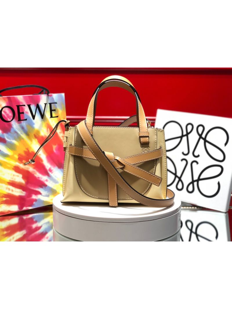 Loewe Gate Top Handle Mini Bag 66042 in Natural Calfskin Dune/Vanilla