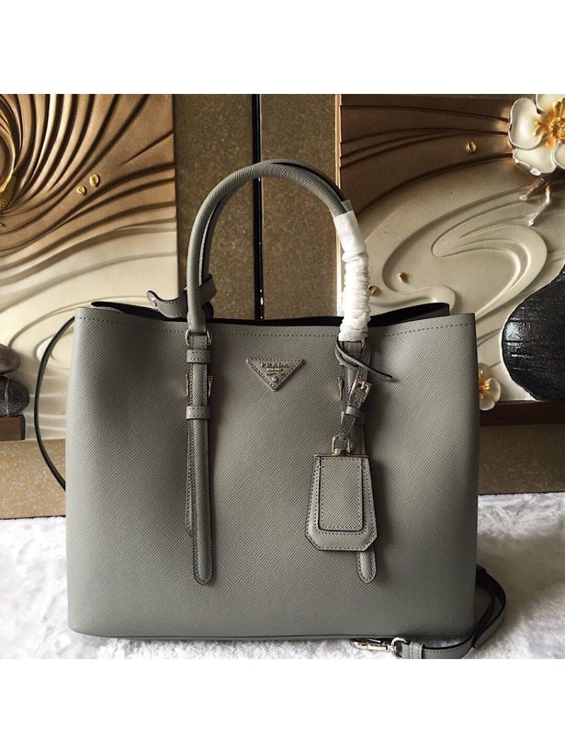 Prada Saffiano Cuir Leather Tote Bag BN2820 Grey