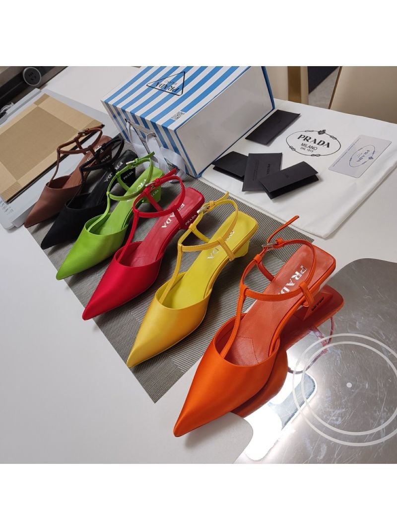 Prada Satin slingback pumps with Varnished Heel Logo 35mm 1I535N ii