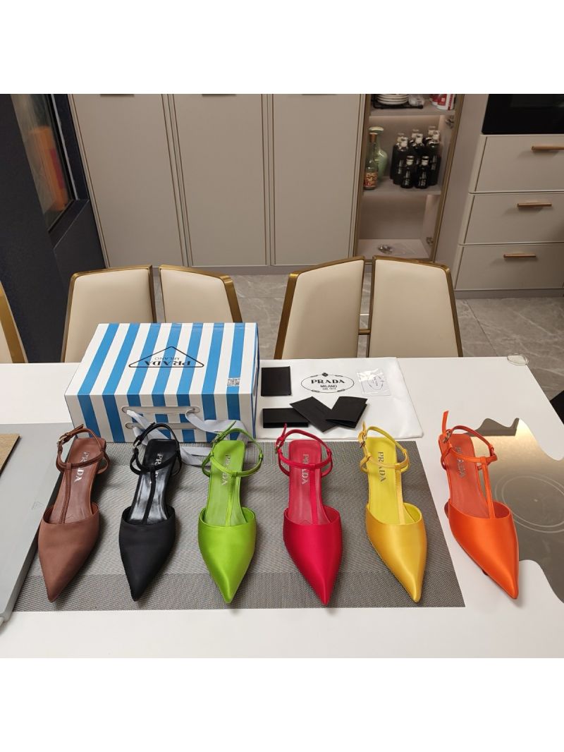 Prada Satin slingback pumps with Varnished Heel Logo 35mm 1I535N