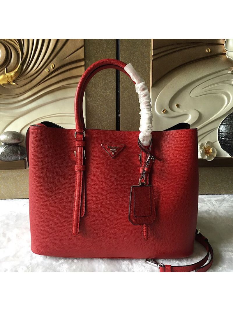Prada Saffiano Cuir Leather Tote Bag BN2820 Red