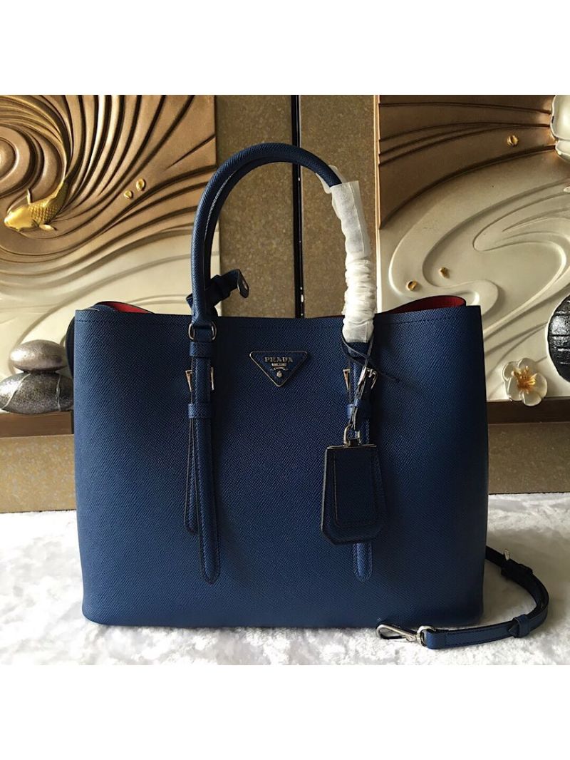 Prada Saffiano Cuir Leather Tote Bag BN2820 Blue