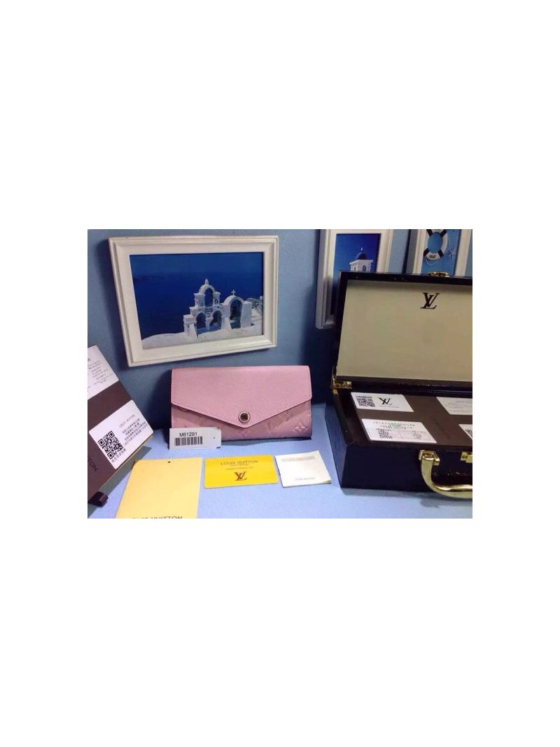 Louis Vuitton LV Sarah Wallet Monogram Empreinte Leather Rose Ballerine