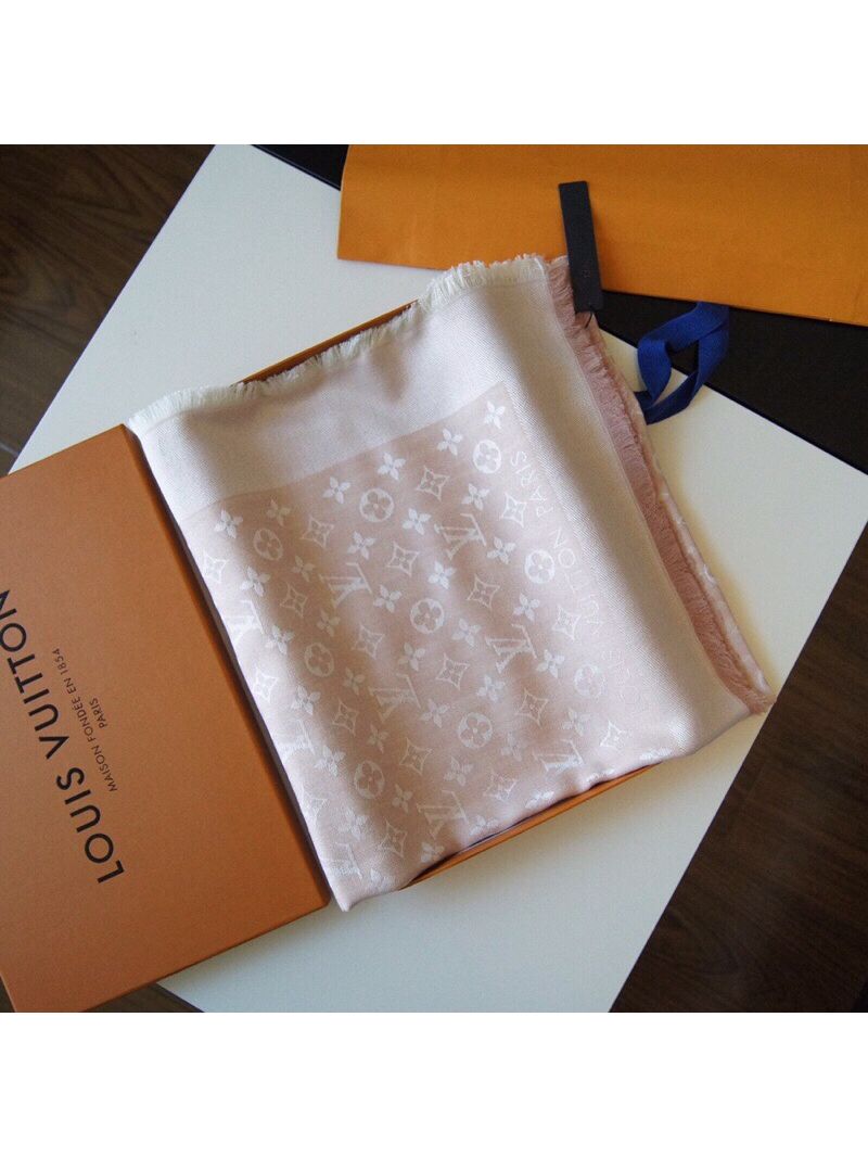 Louis Vuitton Monogram Denim Shawl M71376 Champagne Pink