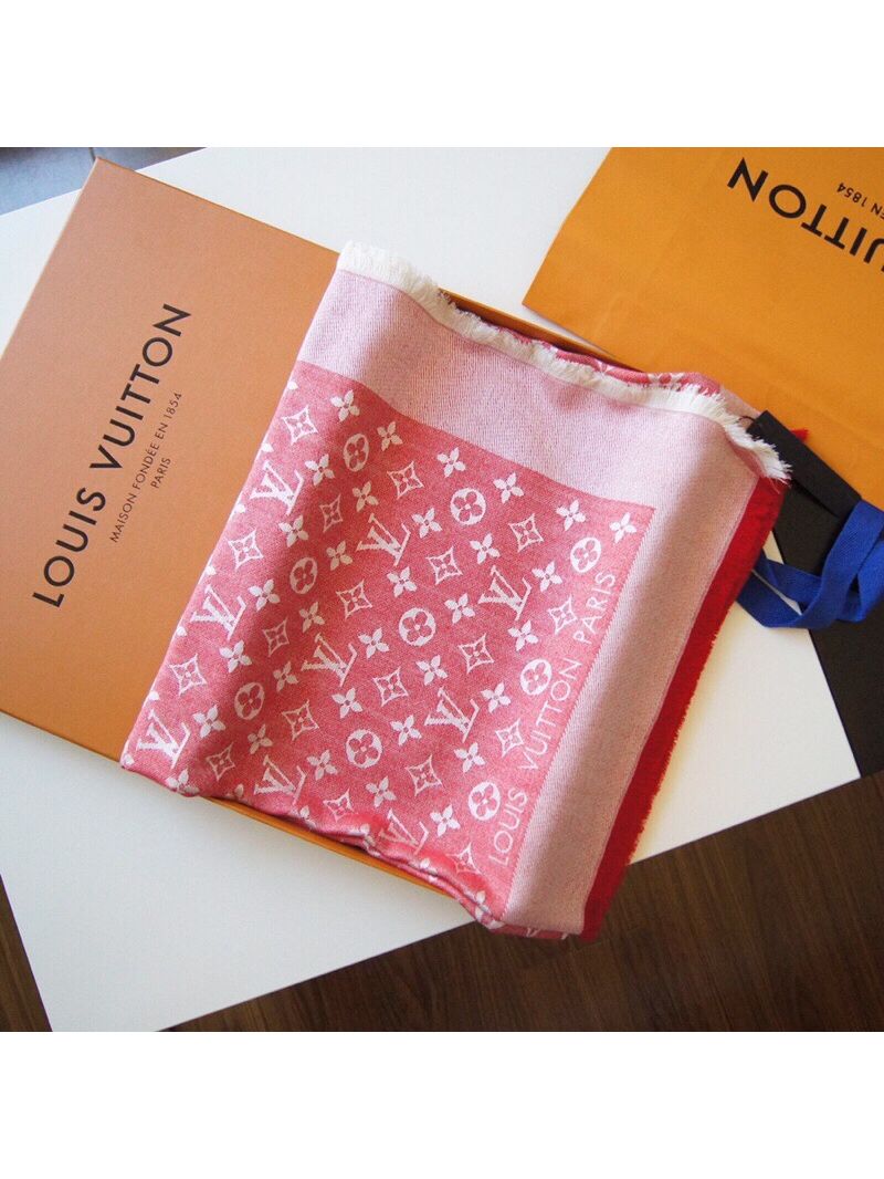 Louis Vuitton Monogram Denim Shawl M71376 Red