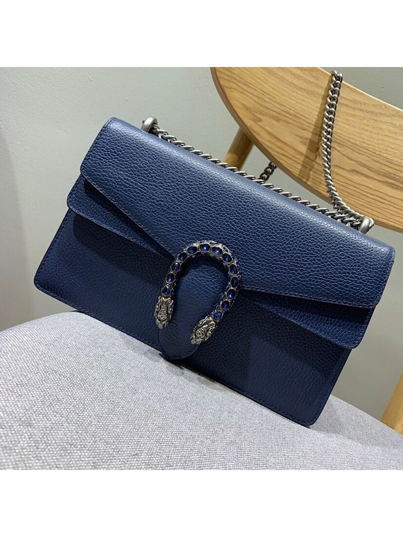 Gucci Dionysus GG supreme shoulder bag 400249 with Blue leather