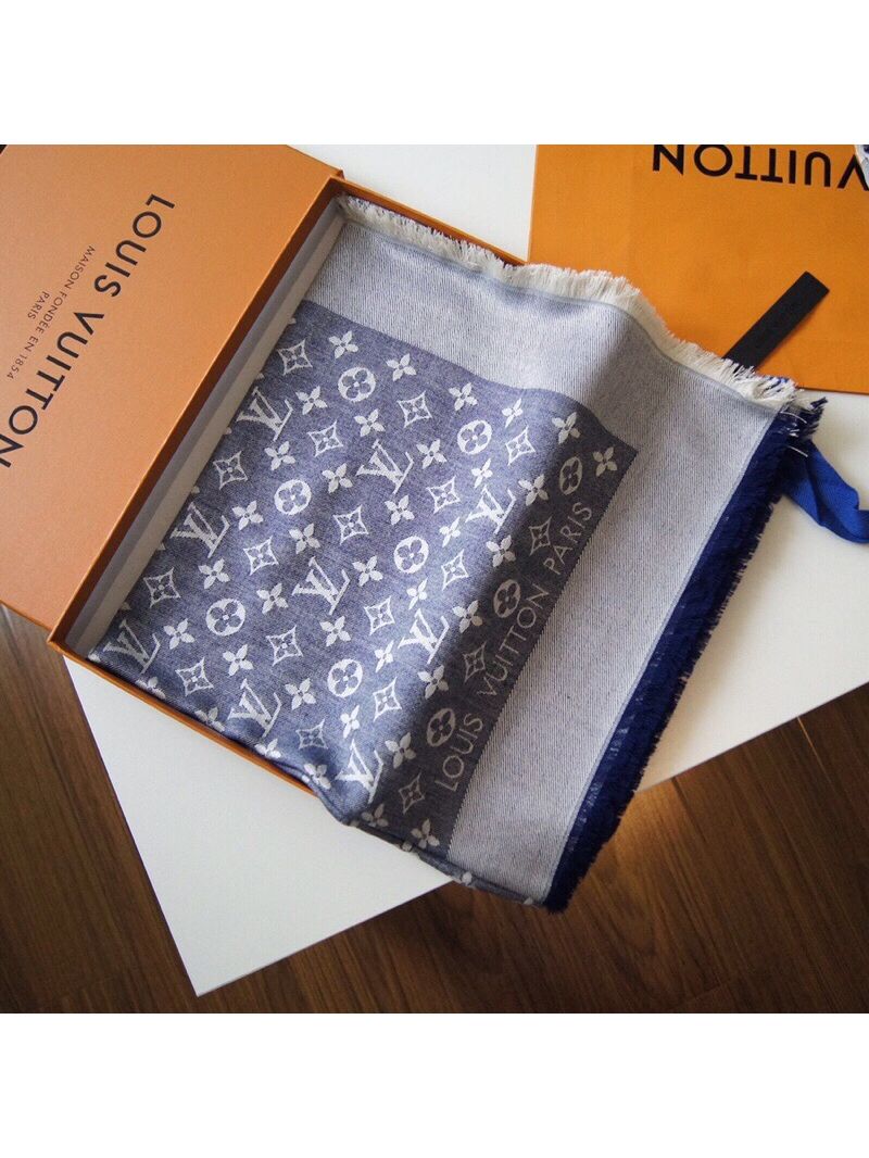 Louis Vuitton Monogram Denim Shawl M71376 Blue