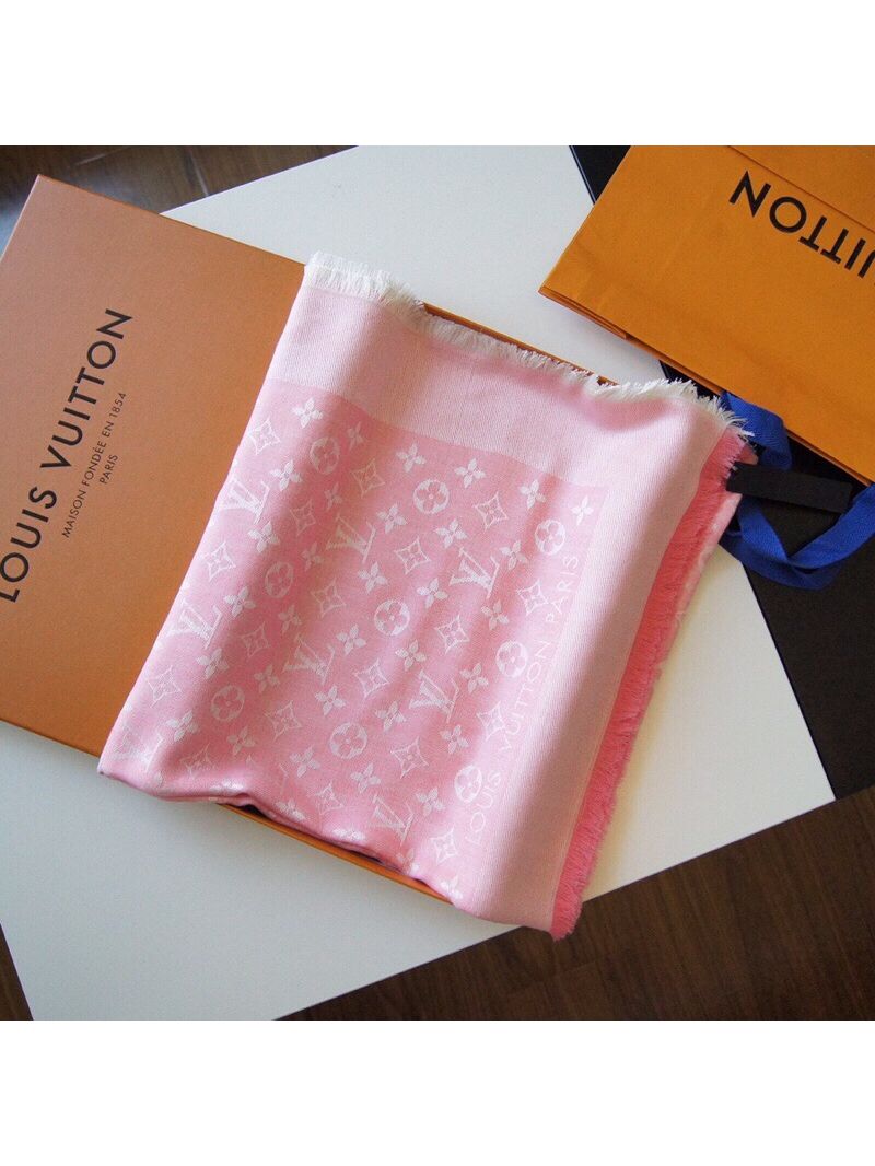 Louis Vuitton Monogram Denim Shawl M71376 Brushed Pink