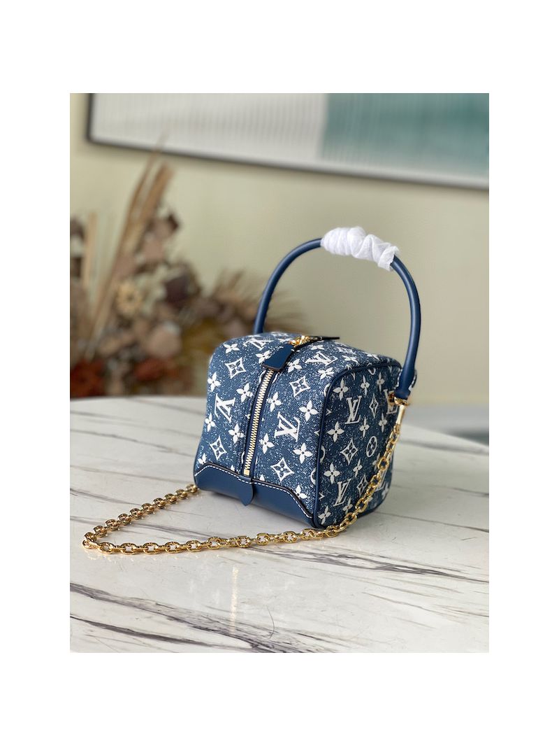 Louis Vuitton LV Square Bag Handbag Monogram Denim Jacquard M59611 Navy Blue