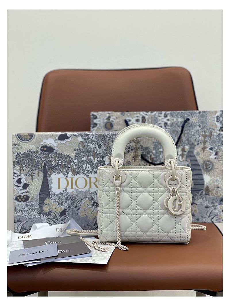 Dior Mini Lady Dior Ultra-Matte Latte Tote Bag 