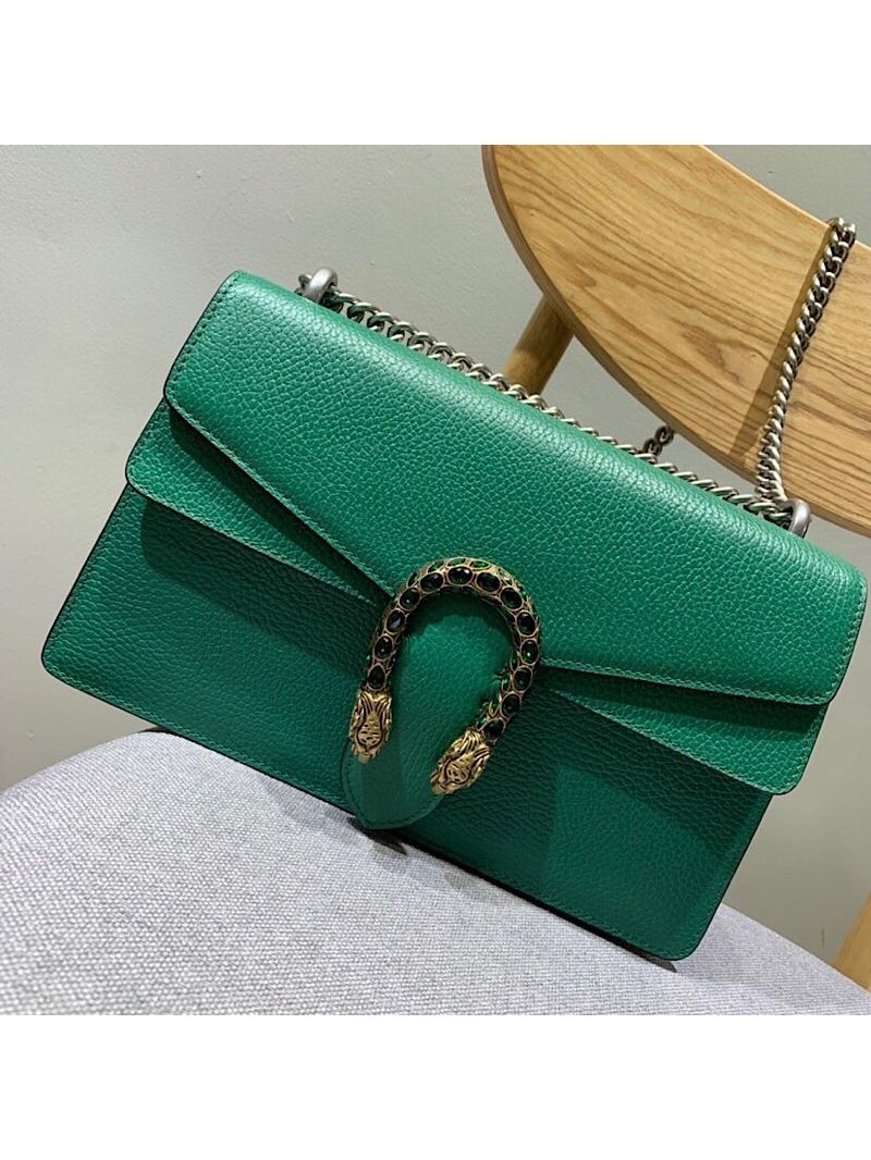 Gucci Dionysus GG supreme shoulder bag 400249 with Green leather