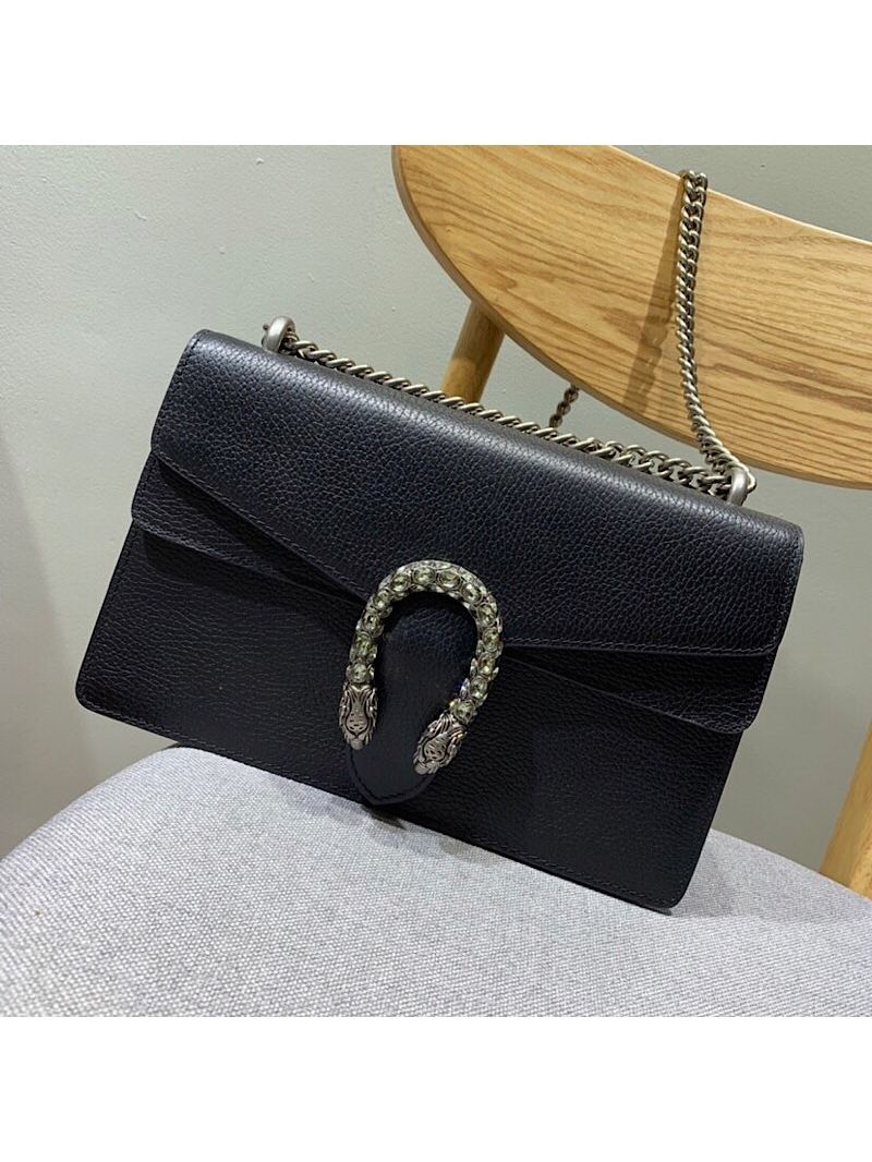 Gucci Dionysus GG supreme shoulder bag 400249 with Black leather