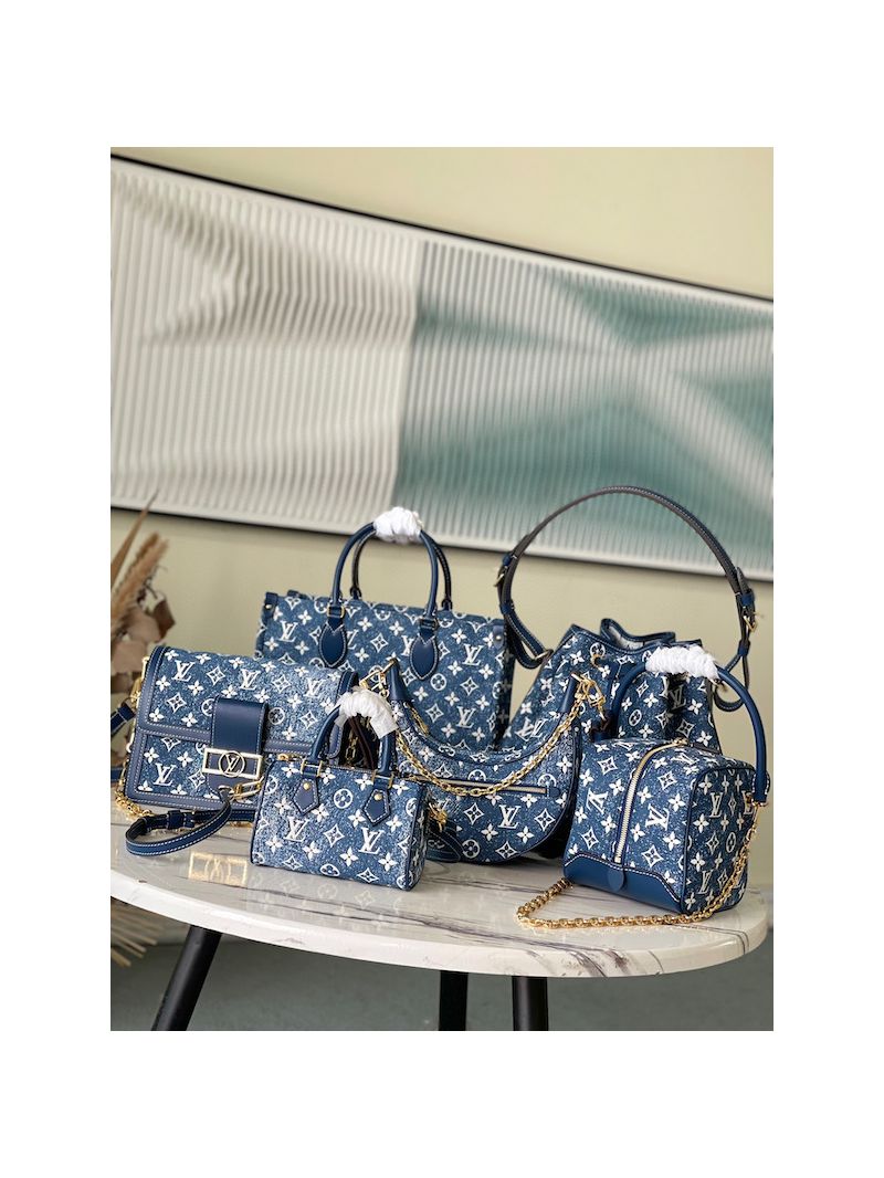 Louis Vuitton LV Nano Speedy Bag Monogram Denim Jacquard M81168 Navy Blue