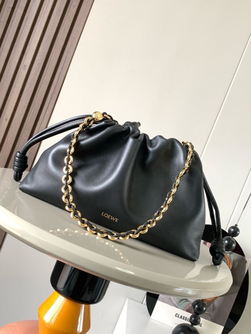 Loewe Medium Flamenco Purse in Mellow Nappa Lambskin A411F7240 Black