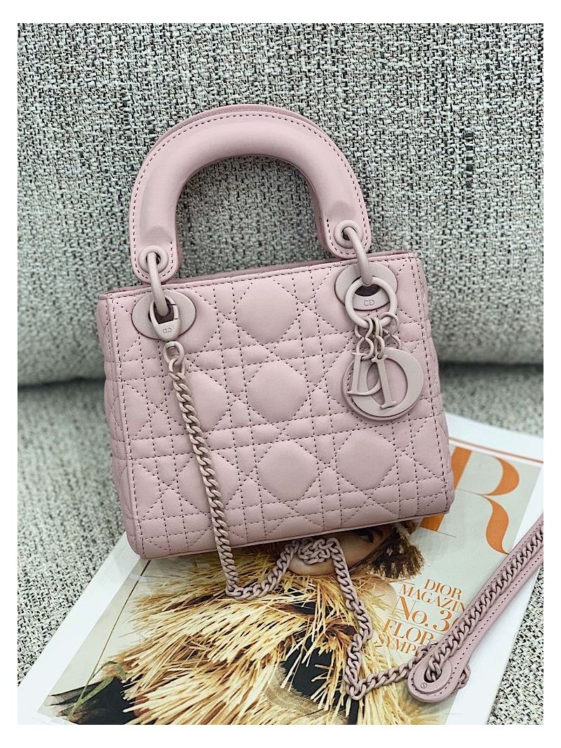 Dior Mini Lady Dior Ultra-Matte Lavender Tote Bag 