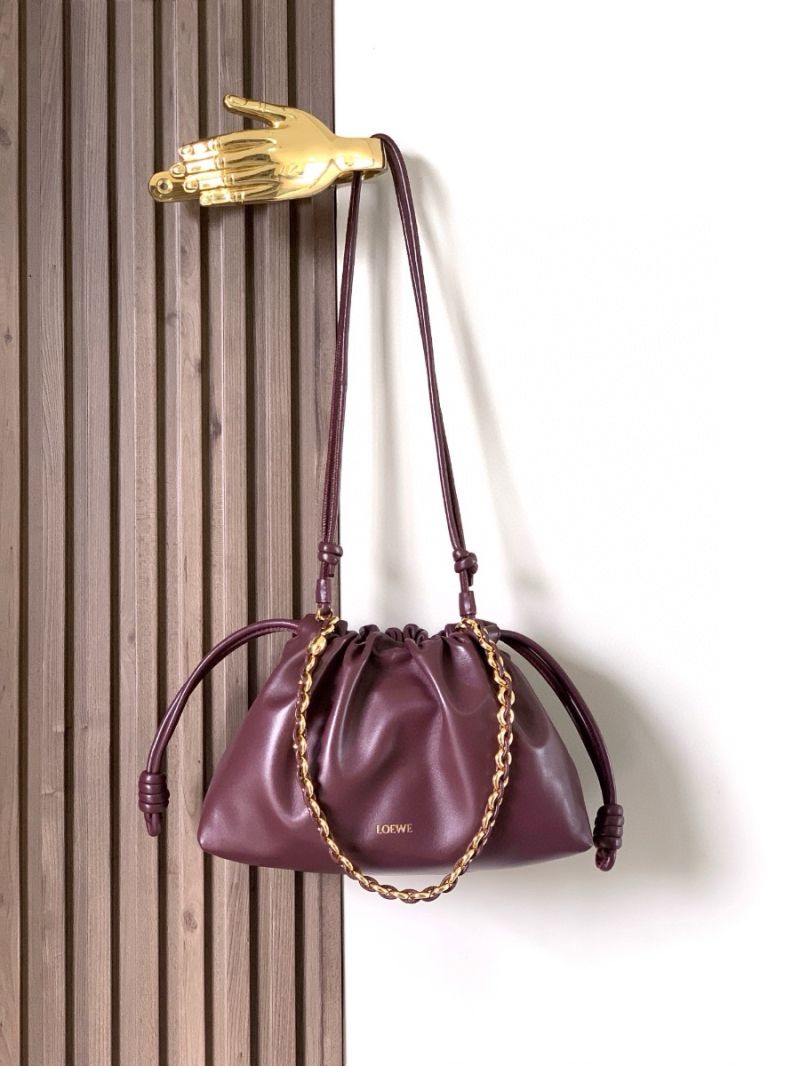 Loewe Medium Flamenco Purse in Mellow Nappa Lambskin A411F7240 Dark Burgundy