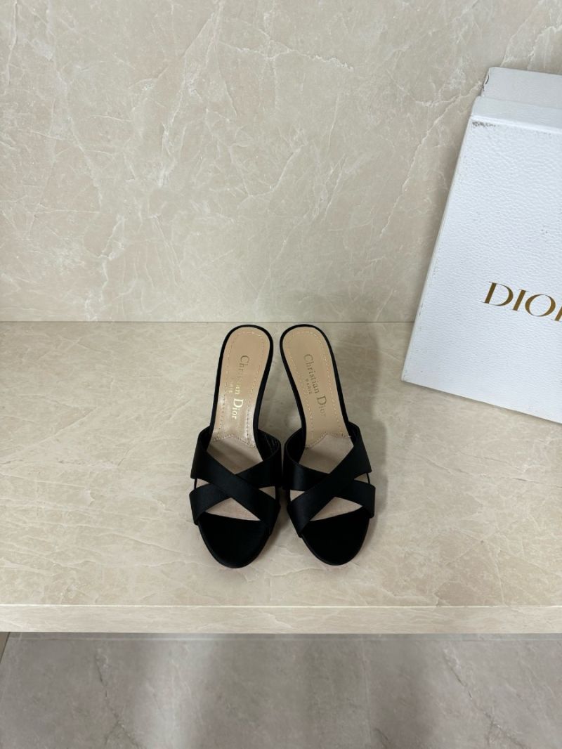 Dior Tribales Heeled Slide Black Satin KCO068SAT