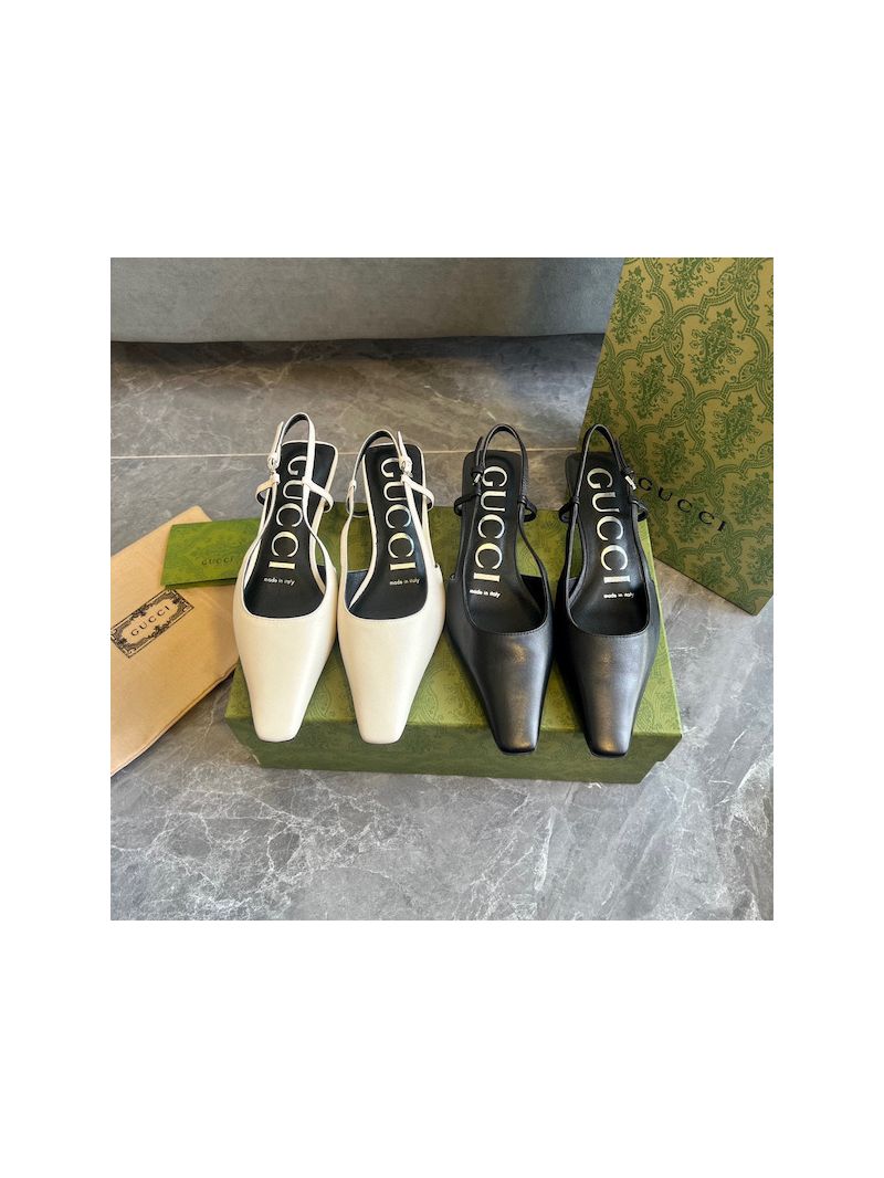 Gucci Aria Women's GG Slingback Pump 675441 Smooth Calfskin