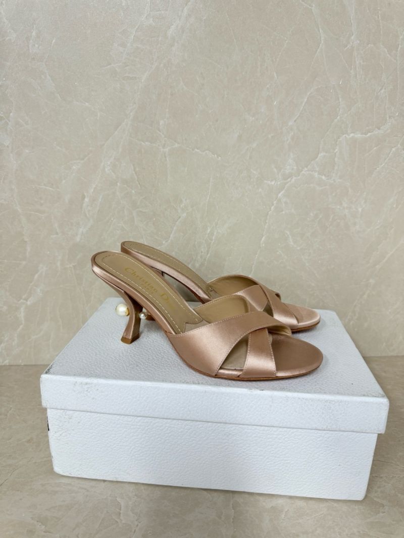 Dior Tribales Heeled Slide Nude Satin KCO068SAT