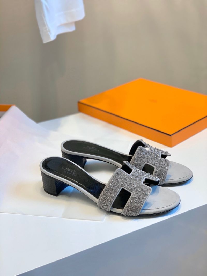 Hermes Oasis Sandals with Swarovski Beads Silver