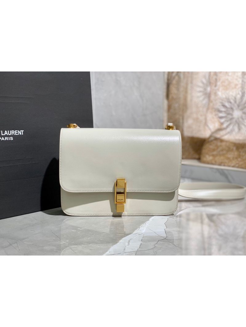 Yves Saint Laurent YSL Carre Satchel In Smooth Leather 585060 Blanc