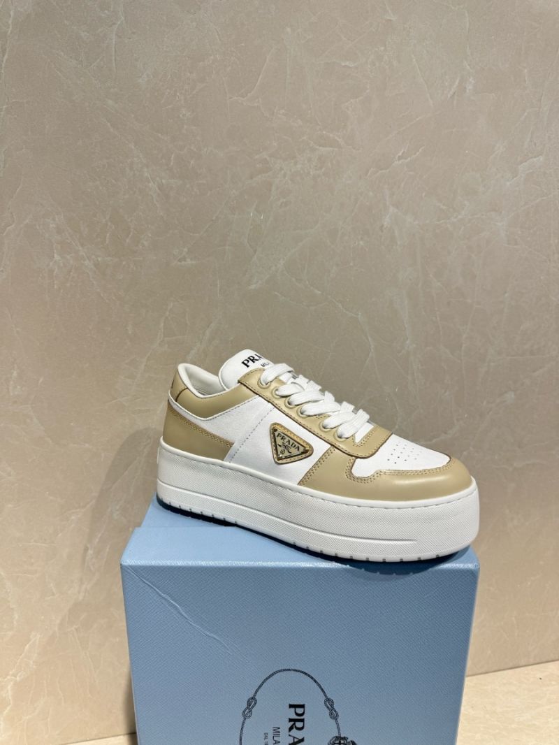 Prada Downtown Bold leather sneakers 1E792M Desert/White