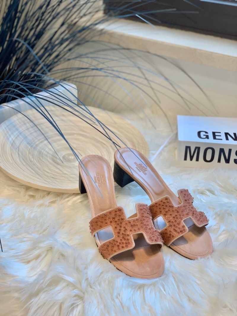 Hermes Oasis Sandals with Swarovski Beads RoseNude