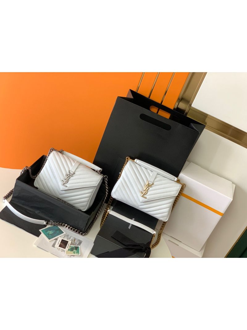 YSL Saint Laurent College Medium In Matelassé Leather 600279 White