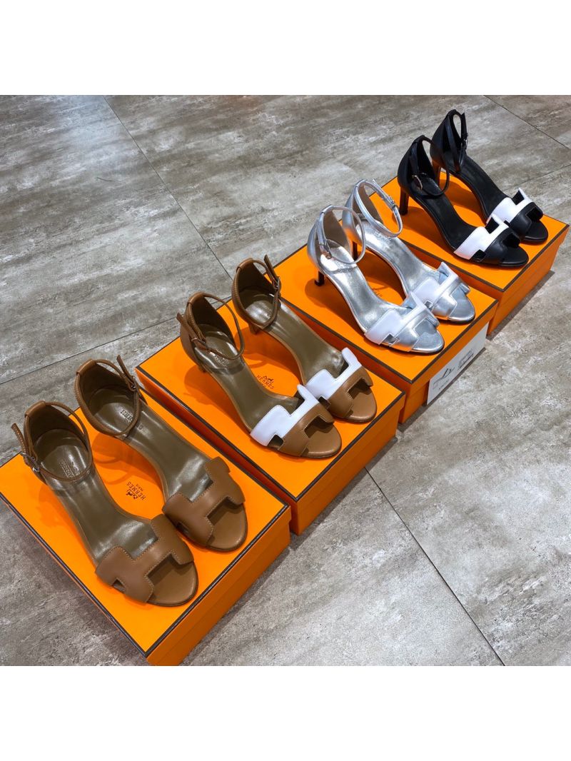 Hermes Premiere 70 Sandals Calfskin H201166 BrownWhite