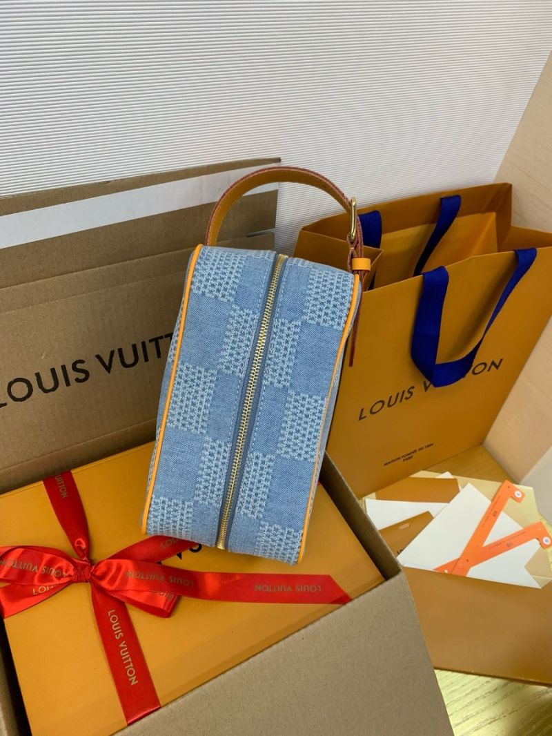 Louis Vuitton LV Locker Dopp Kit Damier Denim 3D cotton canvas N40753
