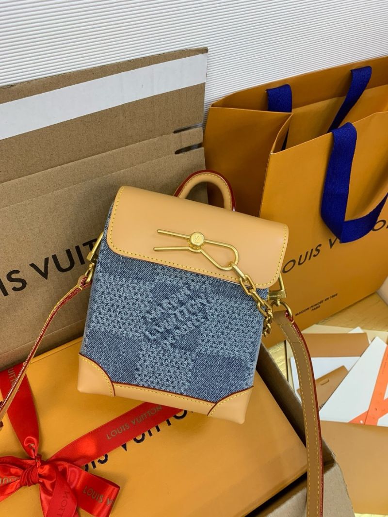 Louis Vuitton LV Nano Steamer Damier Denim 3D cotton canvas N40751