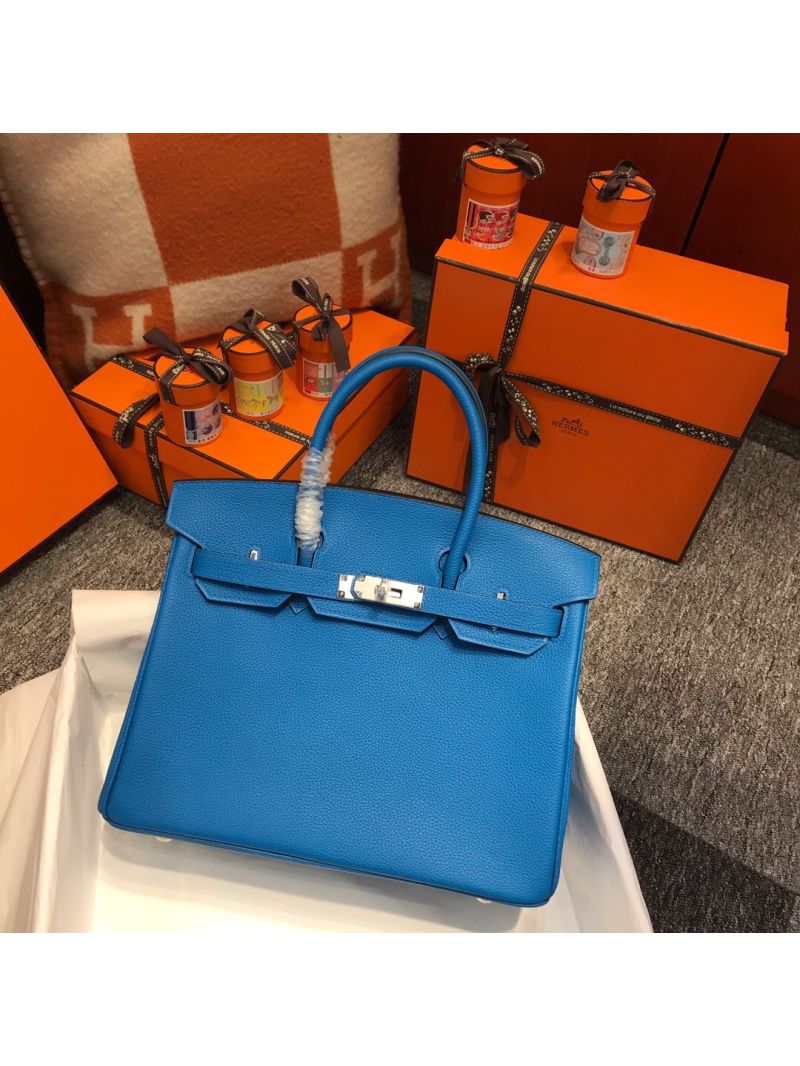 Hermes Birkin 30 35 Blue Izmir Togo Leather