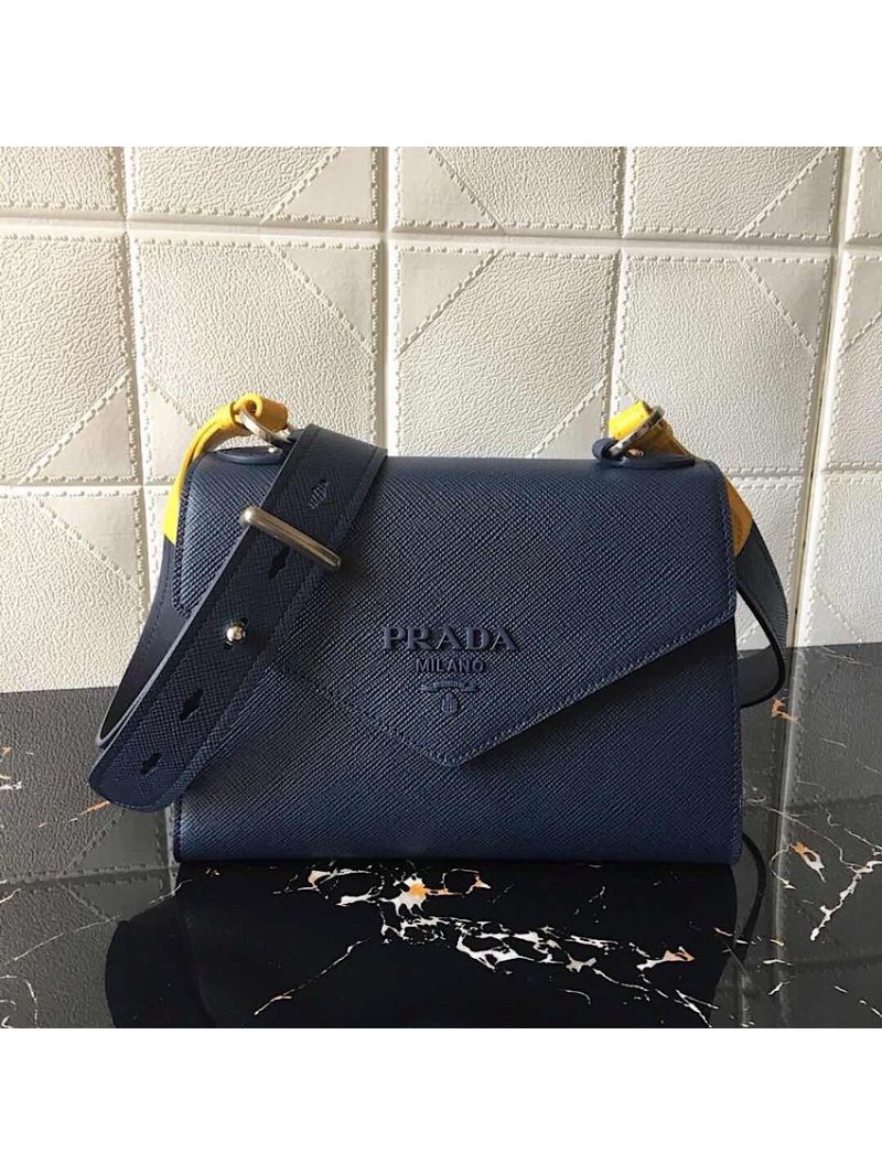 Prada Monochrome Saffiano Leather Bag 1bd186 Blue