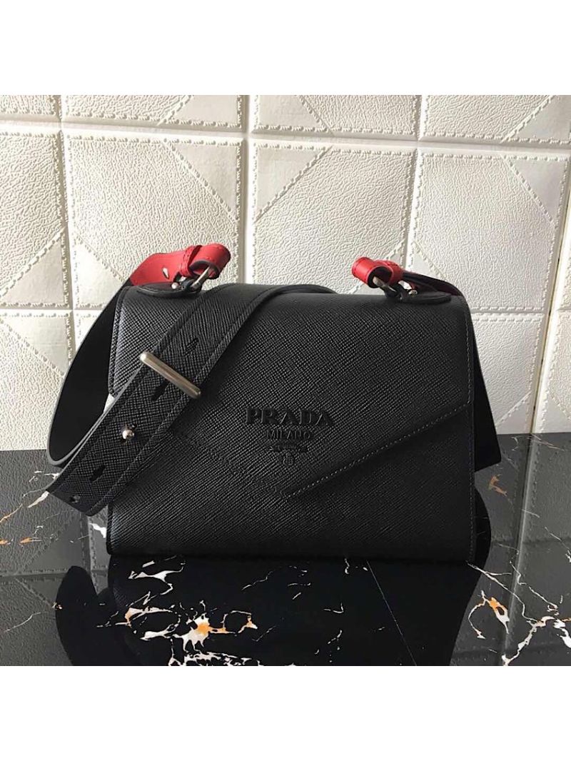 Prada Monochrome Saffiano Leather Bag 1bd186 Black