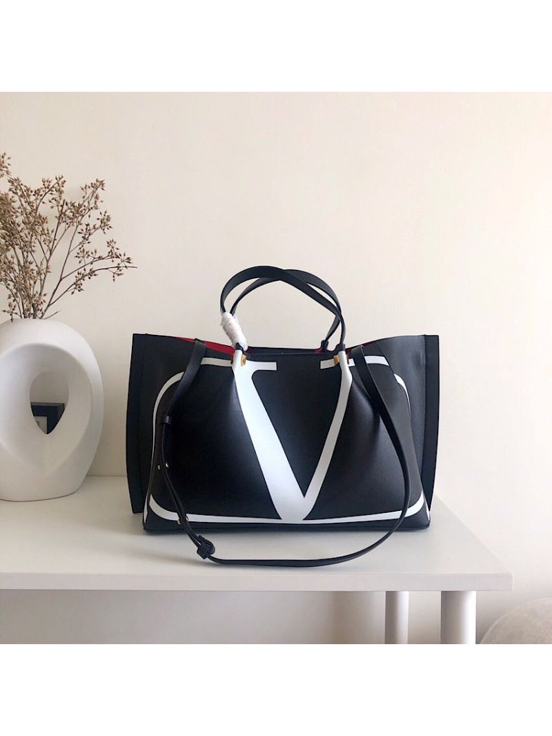 Valentino Garavani VLOGO Escape Shopper Leather Tote Bag 