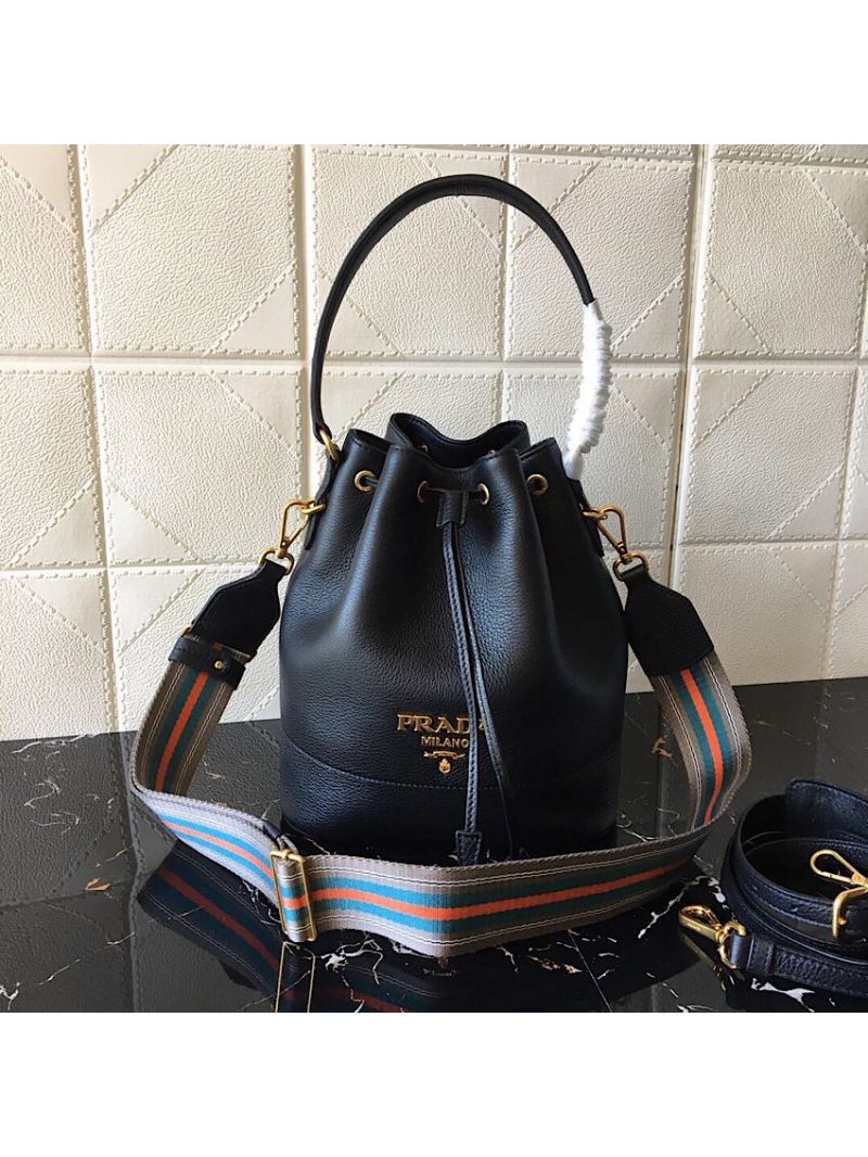 Prada Leather Bucket Bag 1be018 Black
