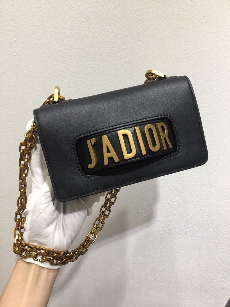 Dior Mini J'adior Flap Bag In Black Smooth Calfskin