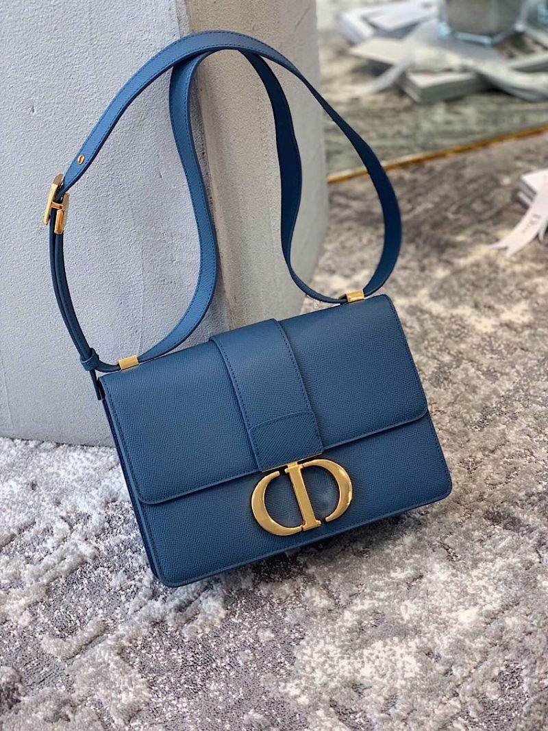 Dior 30 Montaigne Grained Calfskin Bag in Denim Blue  