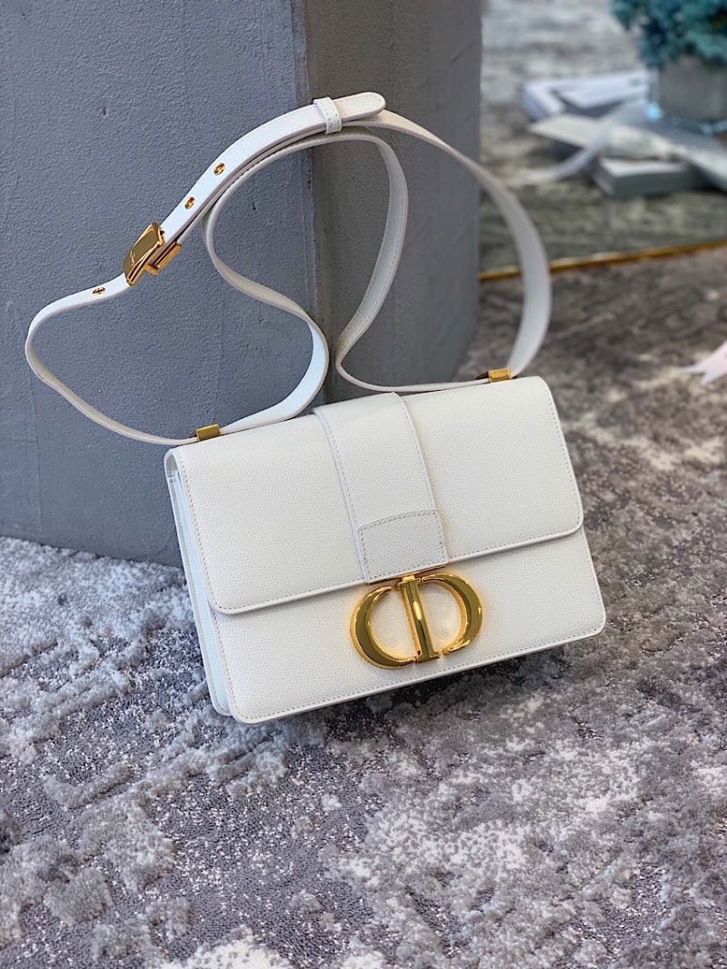 Dior 30 Montaigne Grained Calfskin Bag in White  