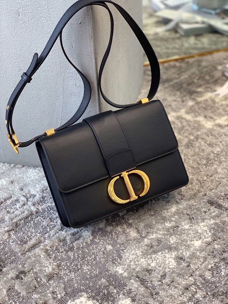 Dior 30 Montaigne Grained Calfskin Bag in Black  