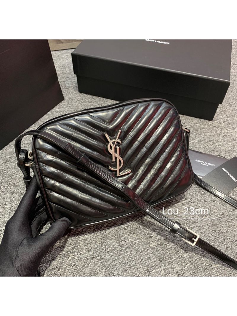YSL Saint Laurent Lou Camera Bag in quilted Black moroder Leather 468537